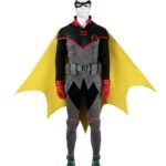 Damian Wayne Robin cosplay costume front view with cape and mask