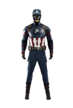 Avengers Endgame Captain America Steve Rogers cosplay costume front view displaying detailed battle suit and shield