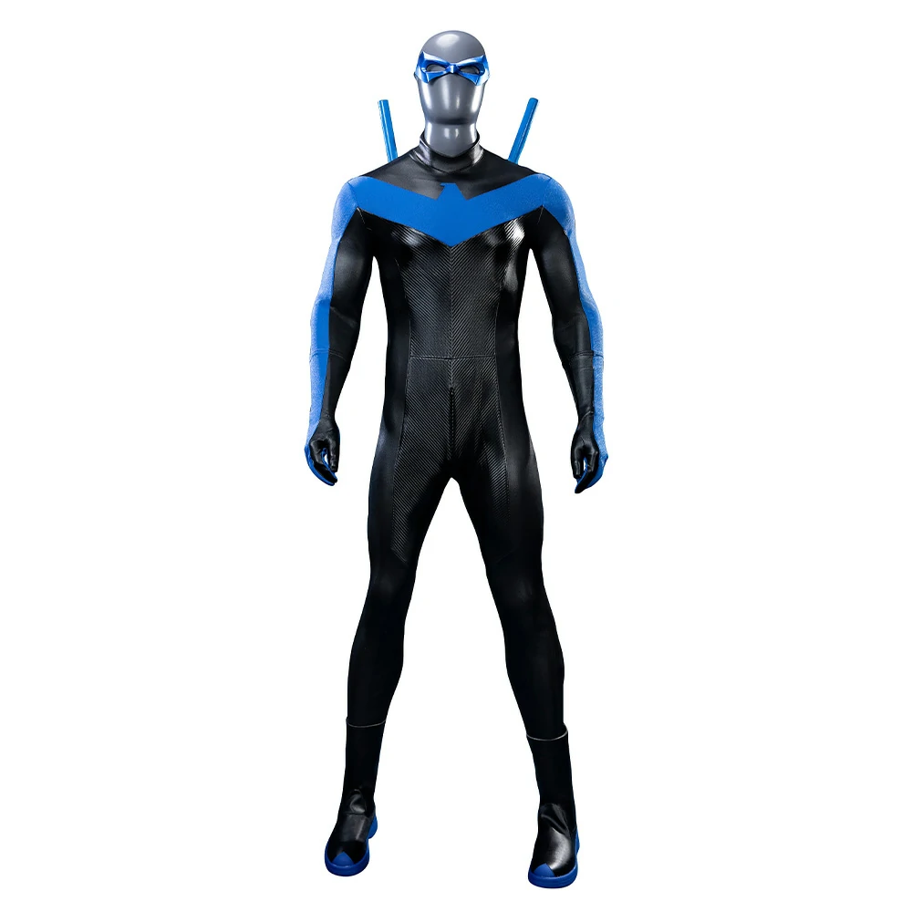 Nightwing Cosplay Costume for Men Nightwing cosplay costume displayed on mannequin front view