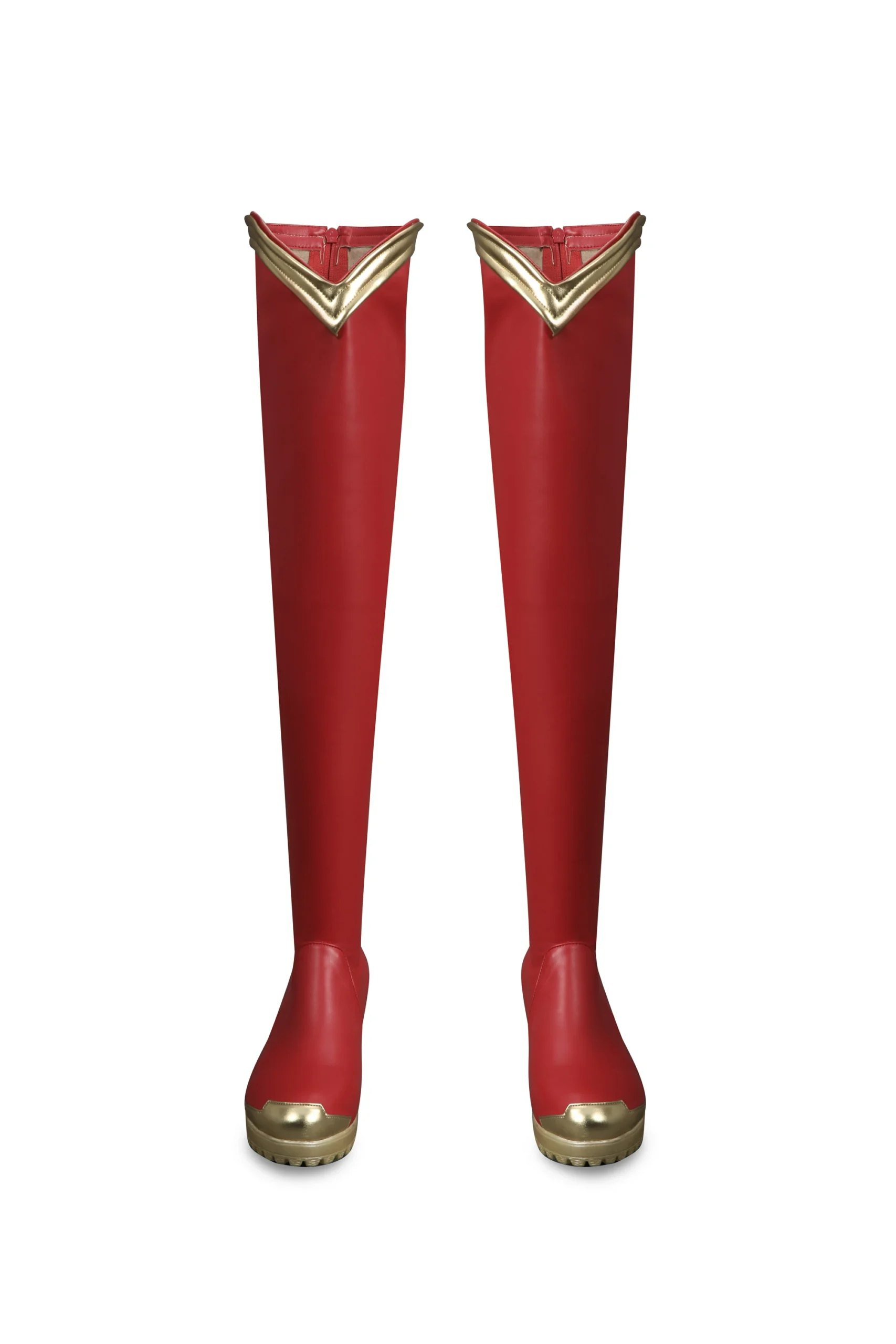 Supergirl cosplay costume featuring blue bodysuit, red cape, and gold emblem on mannequin display at ZCcosplay Supergirl Boots Cosplay