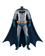 Back view of Hush Bruce Wayne Batsuit Thomas Version cosplay costume, showing cape and rear muscle padding.