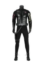 Winter Soldier Bucky Barnes cosplay costume full set front view with cybernetic metal arm and tactical suit for men