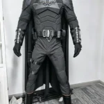 The Batman 2022 Bruce Wayne Robert Pattinson cosplay costume front view, full suit with cape and mask