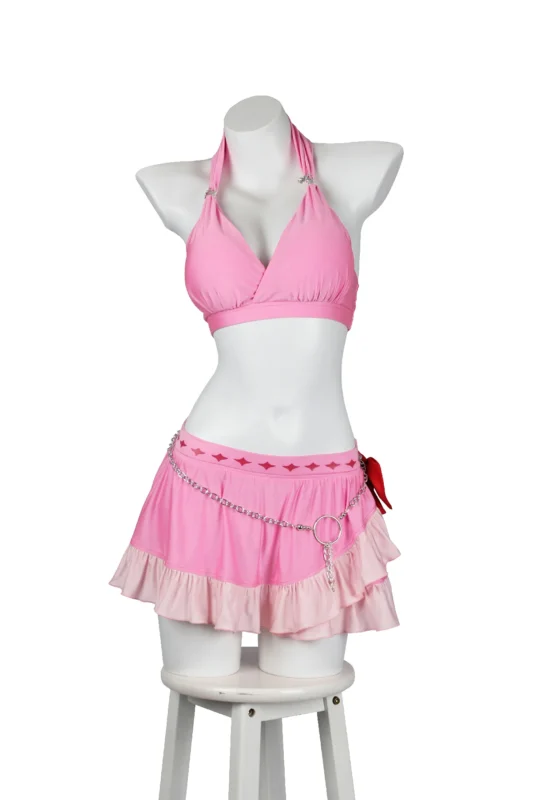 Aerith Gainsborough swimsuit cosplay Final Fantasy VII Rebirth Costa del Sol beach costume