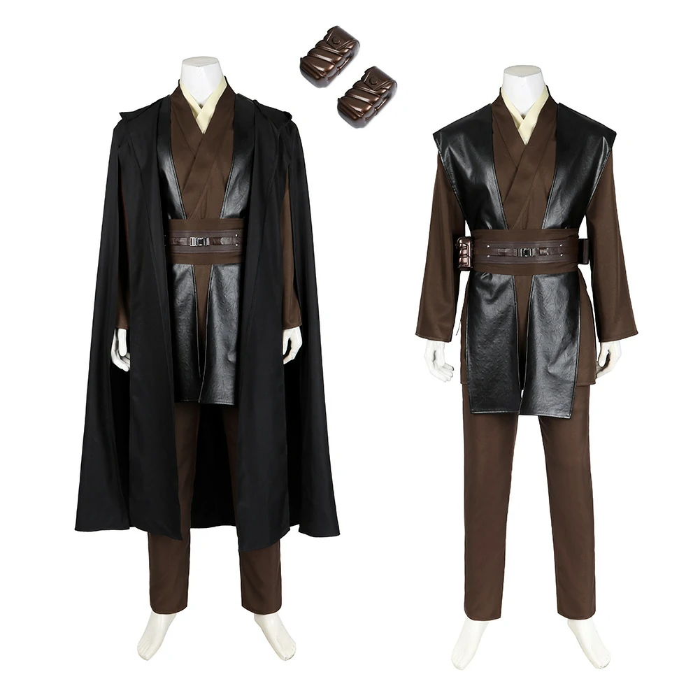 Anakin Skywalker cosplay (1) Star Wars Episode II Anakin Skywalker cosplay costume full set, adult Halloween Jedi suit for cosplay party