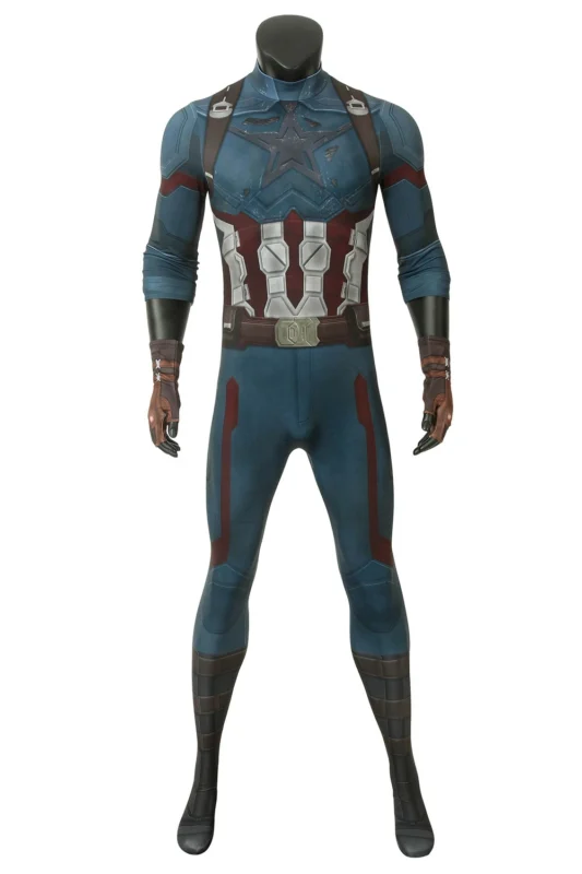 Avengers 3 Infinity War Captain America Steve Rogers cosplay jumpsuit on mannequin, screen accurate men Marvel tactical bodysuit for Halloween comic con