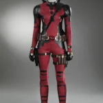 Female Deadpool Wade Wilson cosplay costume from Deadpool 3, screen accurate red suit full outfit