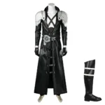 Sephiroth full cosplay costume Final Fantasy VII Rebirth PU leather long coat with pauldrons