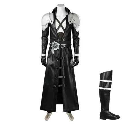 Sephiroth full cosplay costume Final Fantasy VII Rebirth PU leather long coat with pauldrons