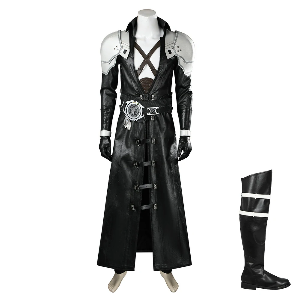 FF7 Rebirth Sephiroth Cosplay Sephiroth full cosplay costume Final Fantasy VII Rebirth PU leather long coat with pauldrons