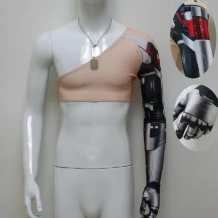 Johnny Silverhand Costume Sleeve Top from Cyberpunk 2077 - Features a black long-sleeve design with the iconic silver mechanical arm print.